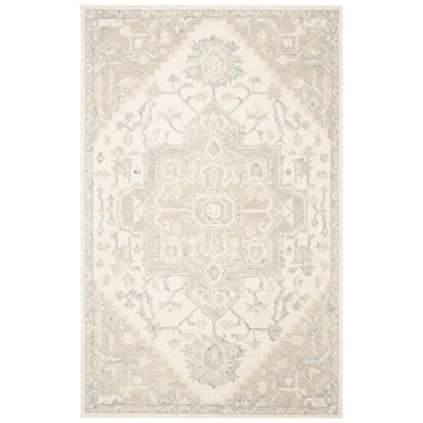Micro-Loop Hand Tufted Medium Rectangle Area RugIvory & Beige 5 x 8 ft., Safavieh, Mfr#: MLP503B-5